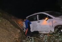 मसूरी में स्टेयरिंग लॉक होने के कारण खाई में जा गिरी कार, चालक घायल mussoorie news
