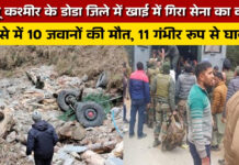 ARMY SOLDIERS ACCIDENT 2026: जम्मू कश्मीर के डोडा में सेना का वाहन दुर्घटनाग्रस्त, 10 जवानों की मौत, 11 घायल ARMY SOLDIERS ACCIDENT 2026